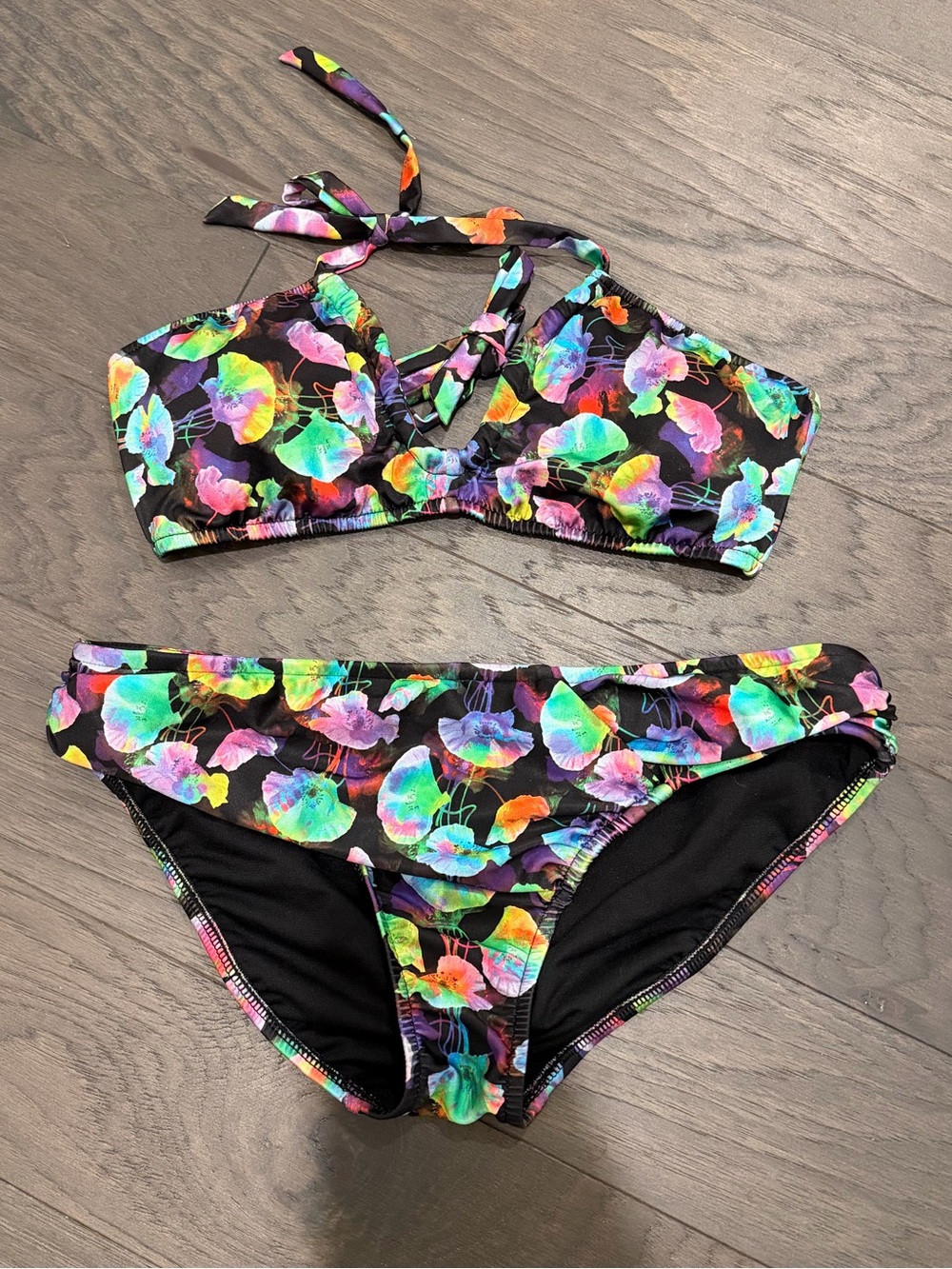 Allen B. By Allen Schwartz Women’s Bikini with Neon Jellyfish Print